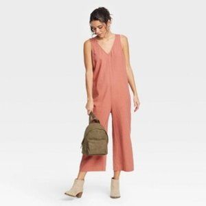 Linen Blend Universal Thread Cropped Jumpsuit (Small)